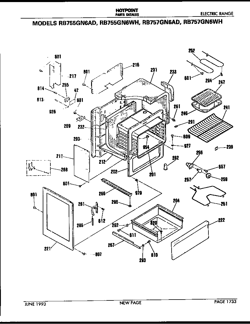 Hotpoint RB757GN6WH cabinet parts diagram