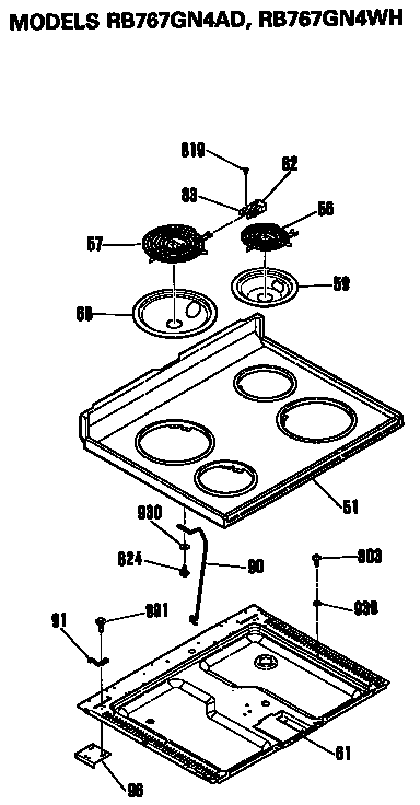 Hotpoint RB767GN4AD cooktop diagram