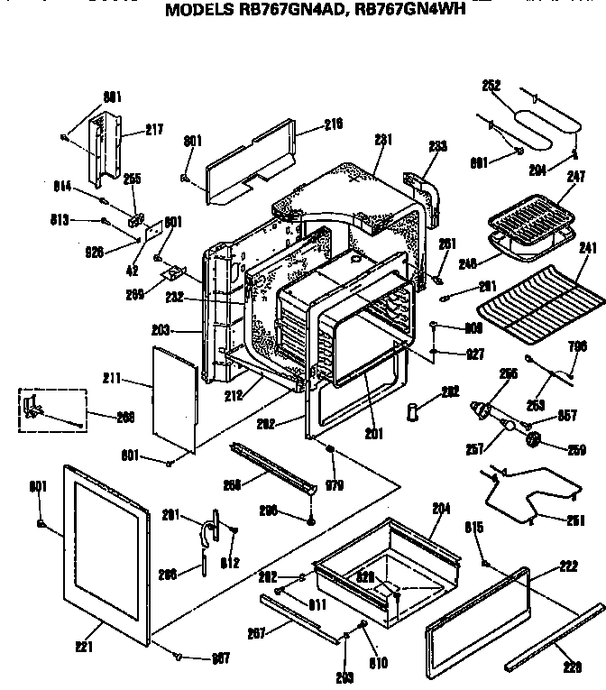 Hotpoint RB767GN4AD cabinet parts diagram