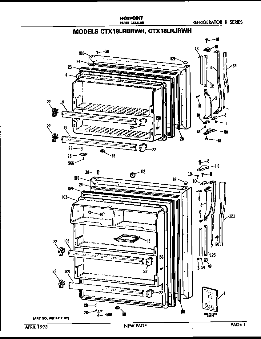 Hotpoint CTX18LRJRWH doors diagram
