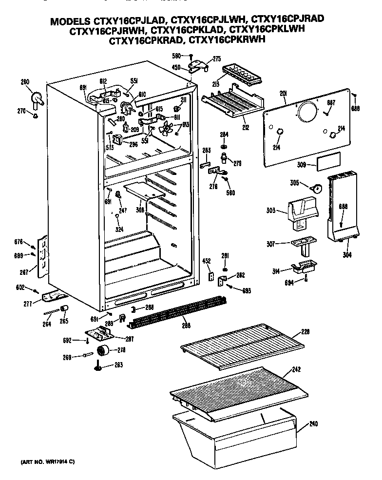 Hotpoint CTXY16CPKLAD cabinet parts diagram
