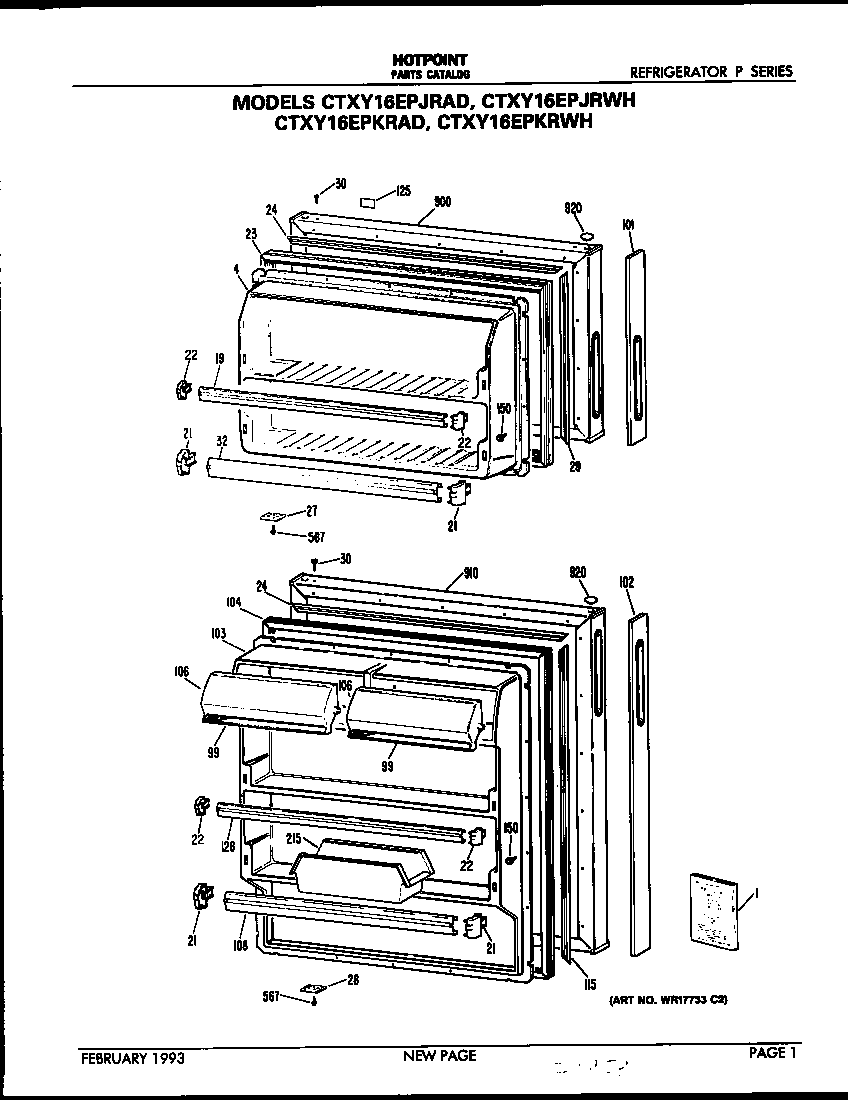 Hotpoint CTXY16EPJRWH doors diagram