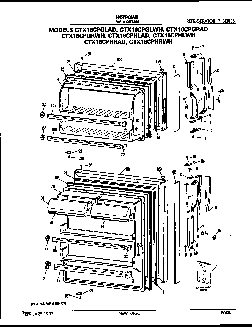 Hotpoint CTX16CPHRWH doors diagram