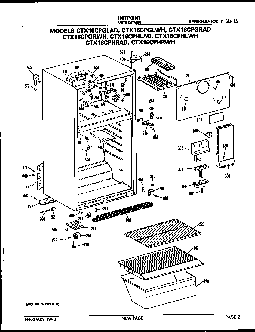 Hotpoint CTX16CPHRWH cabinet parts diagram