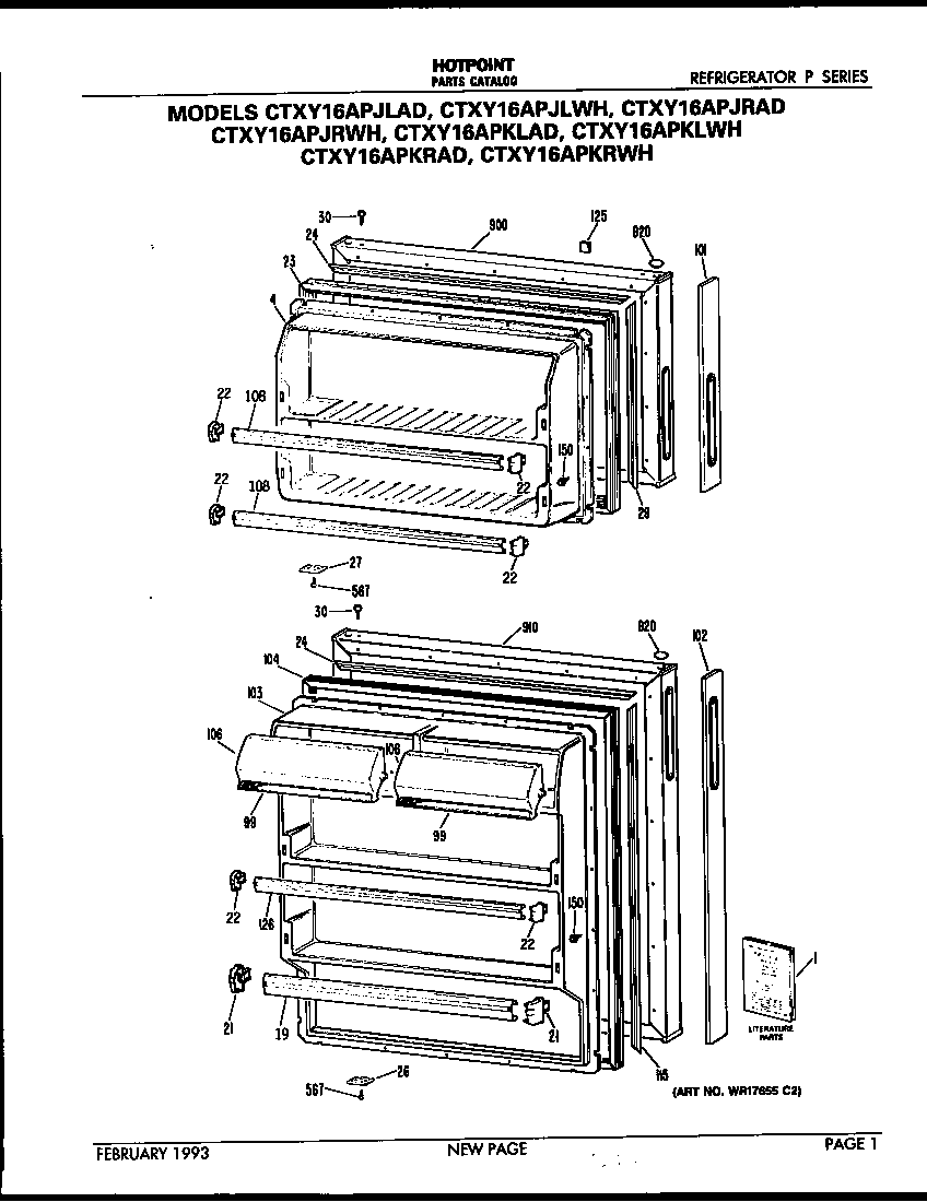 Hotpoint CTXY16APJLWH doors diagram