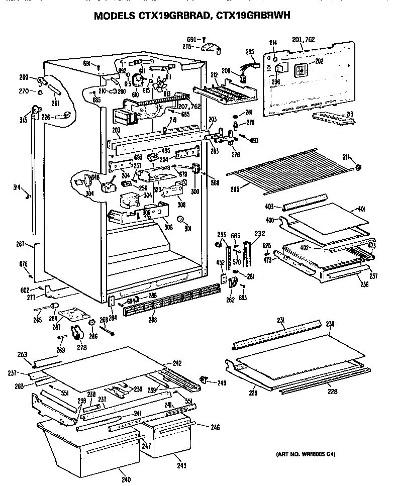 Hotpoint CTX19GRBRWH cabinet parts diagram