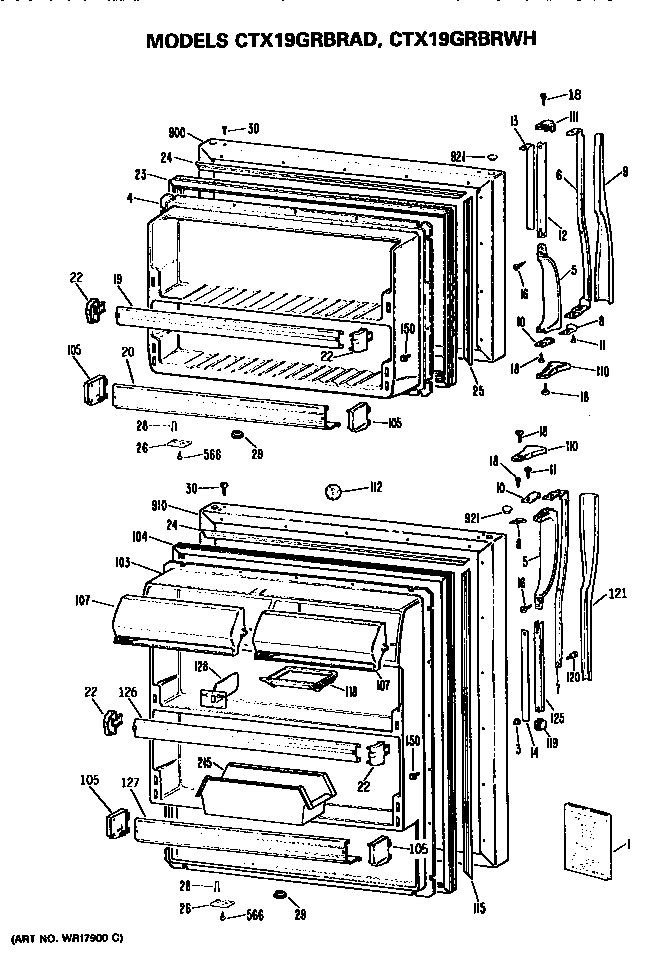 Hotpoint CTX19GRBRWH doors diagram