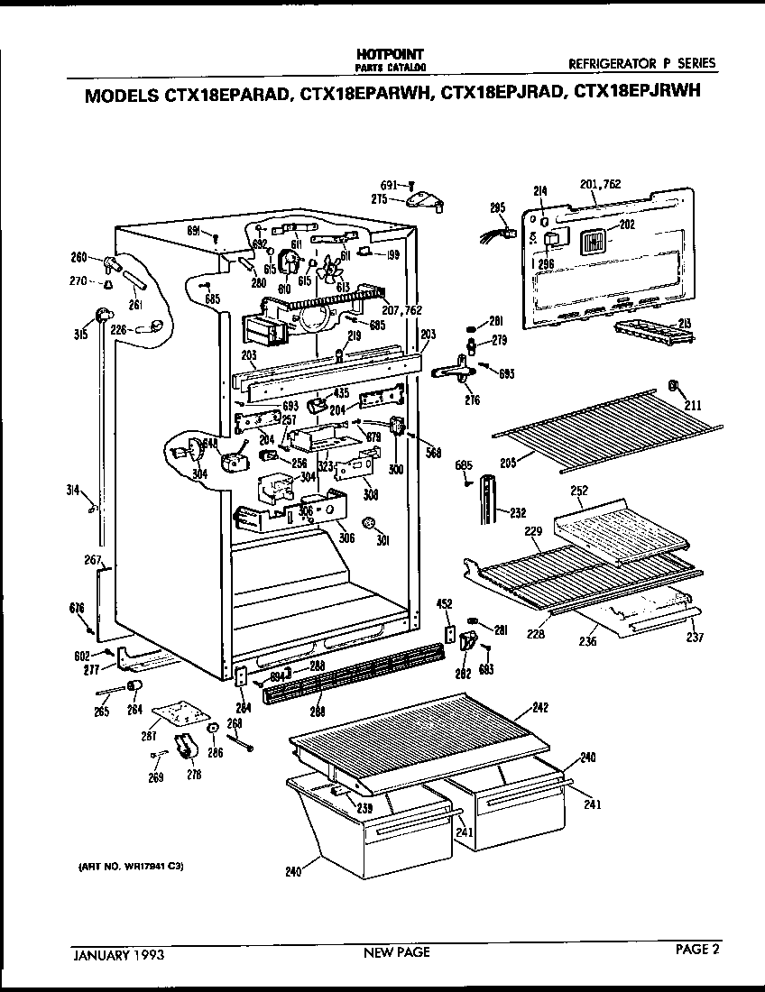 Hotpoint CTX18EPARAD cabinet parts diagram