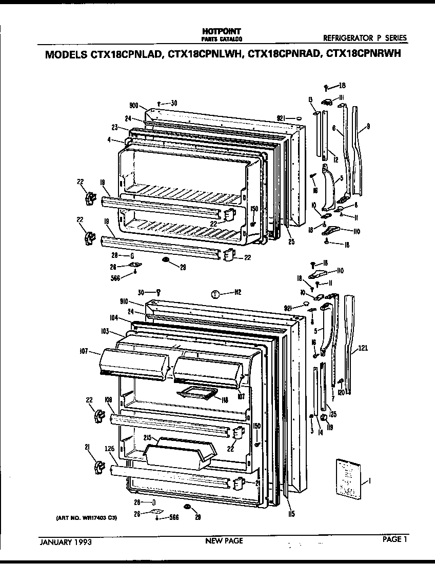 Hotpoint CTX18CPNLWH doors diagram