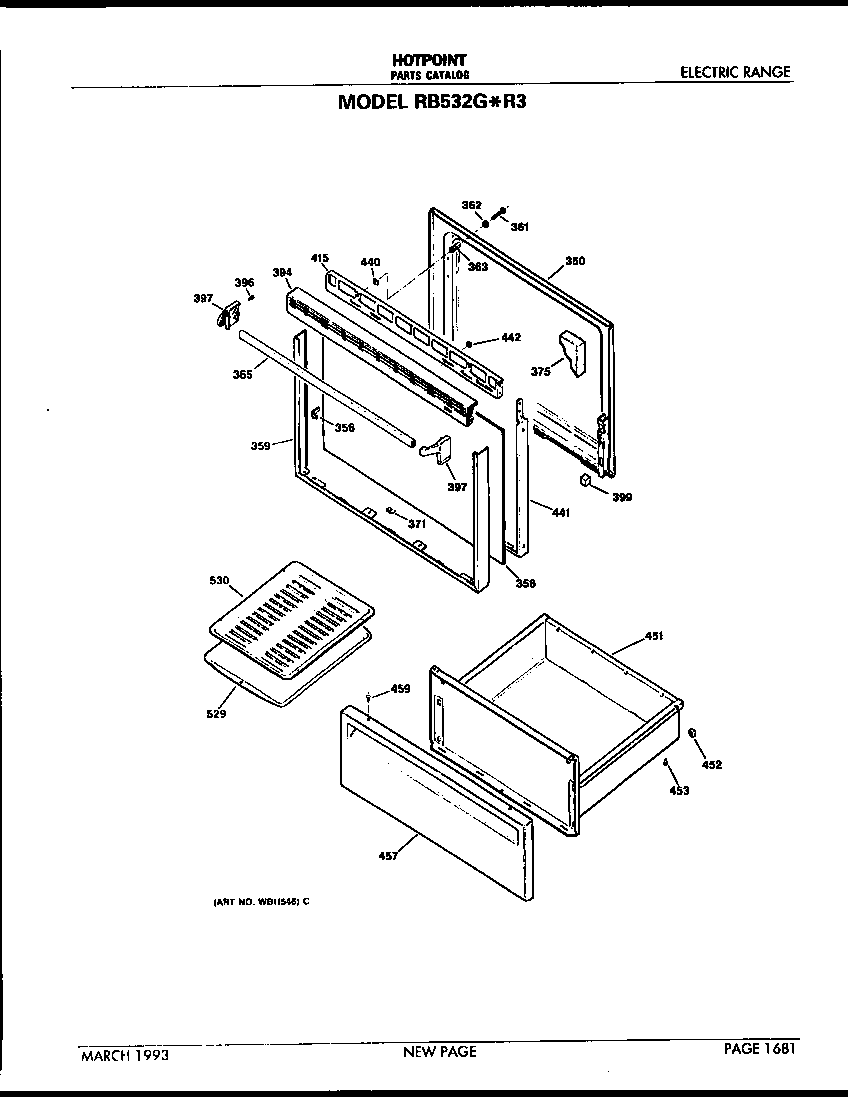 Hotpoint RB532G*R3 door and drawer diagram