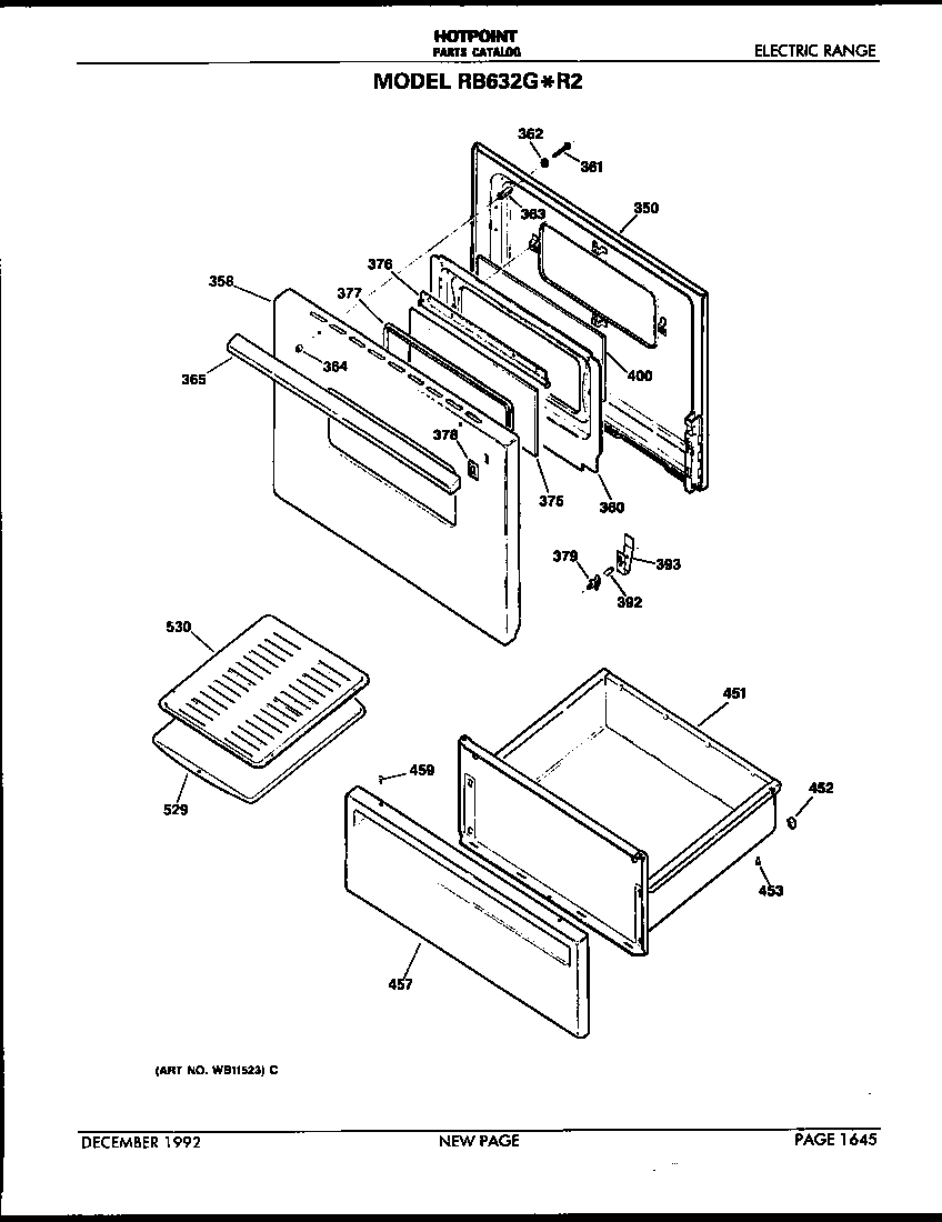 Hotpoint RB632G*R2 door and drawer diagram