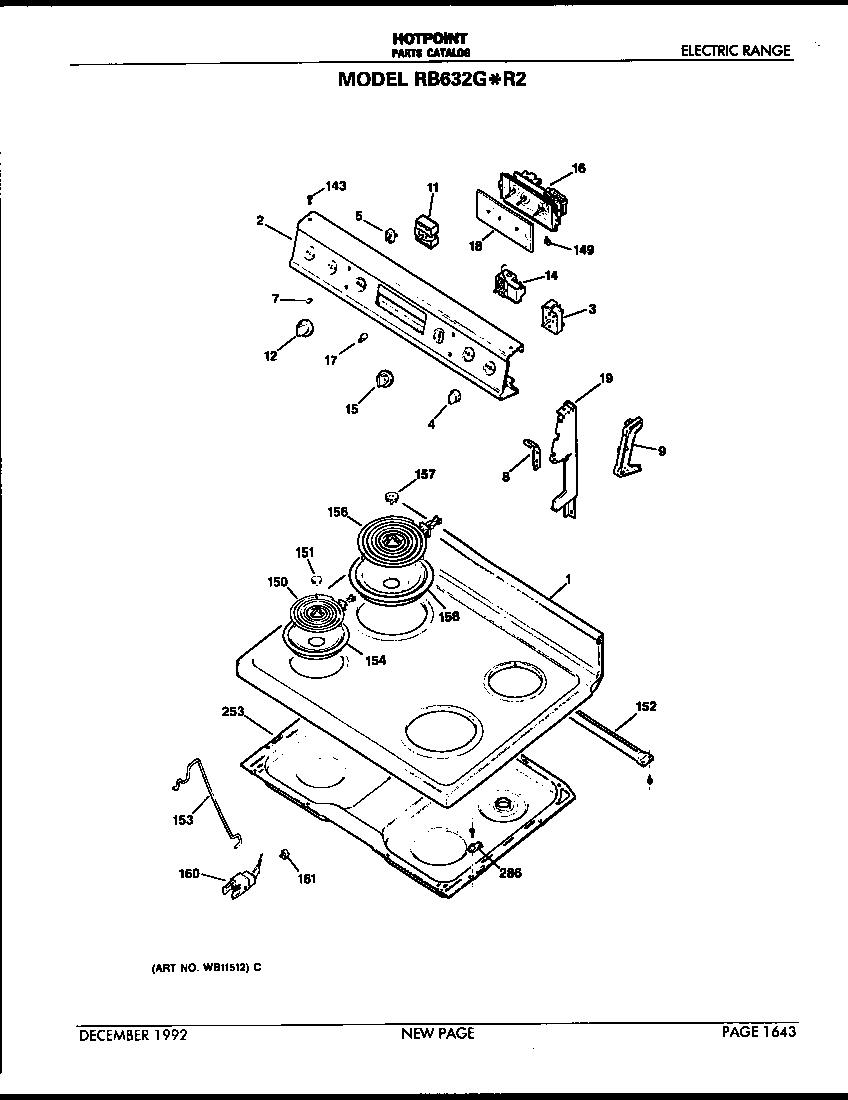 Hotpoint RB632G*R2 control and cooktop diagram