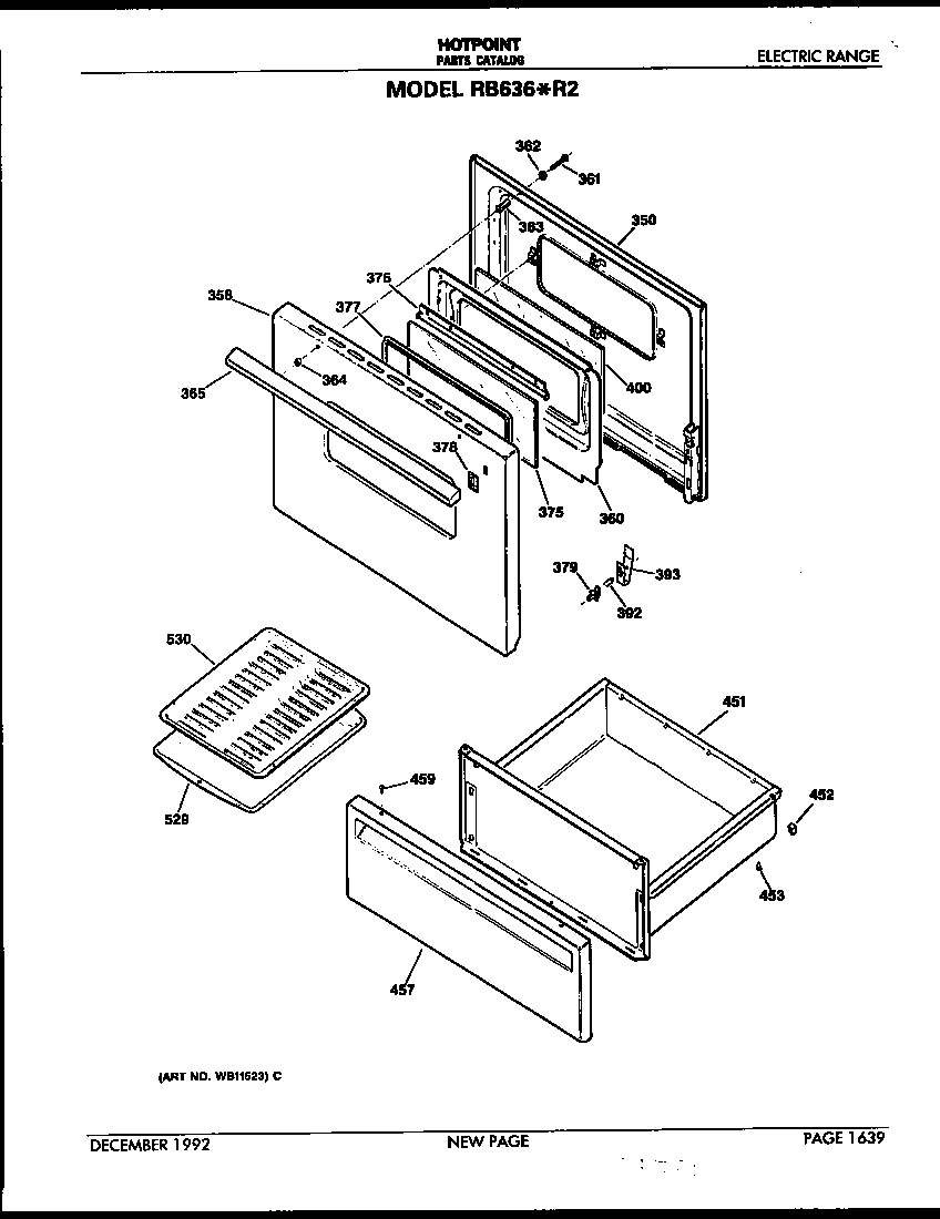 Hotpoint RB636*R2 door and drawer diagram