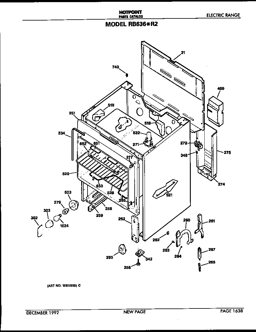 Hotpoint RB636*R2 cabinet parts diagram