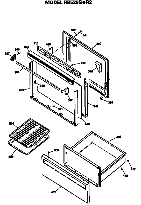 Hotpoint RB525G*R2 door and drawer diagram