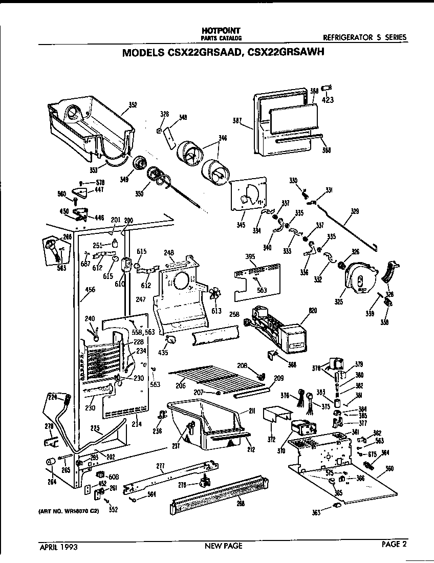 Hotpoint CSX22GRSAAD freezer section diagram