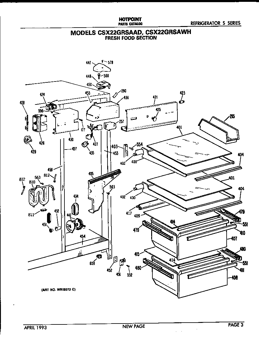 Hotpoint CSX22GRSAAD fresh food section diagram