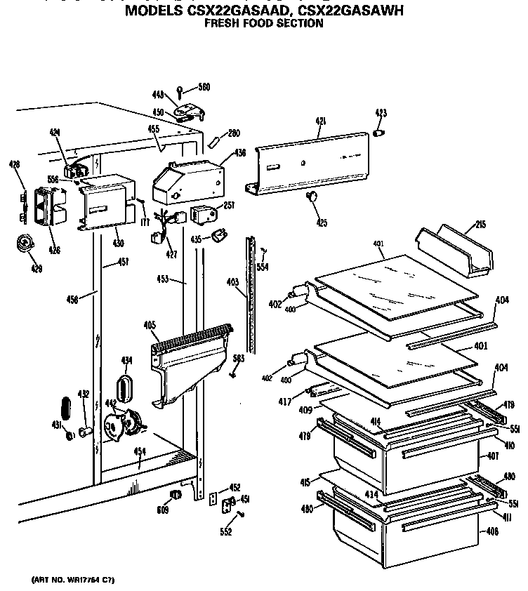 Hotpoint CSX22GASAAD fresh food section diagram