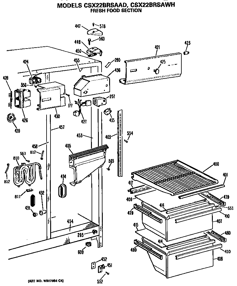 Hotpoint CSX22BRSAAD fresh food section diagram