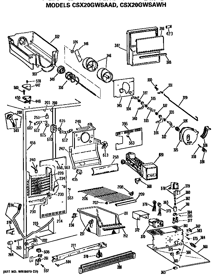 Hotpoint CSX20GWSAWH freezer section diagram
