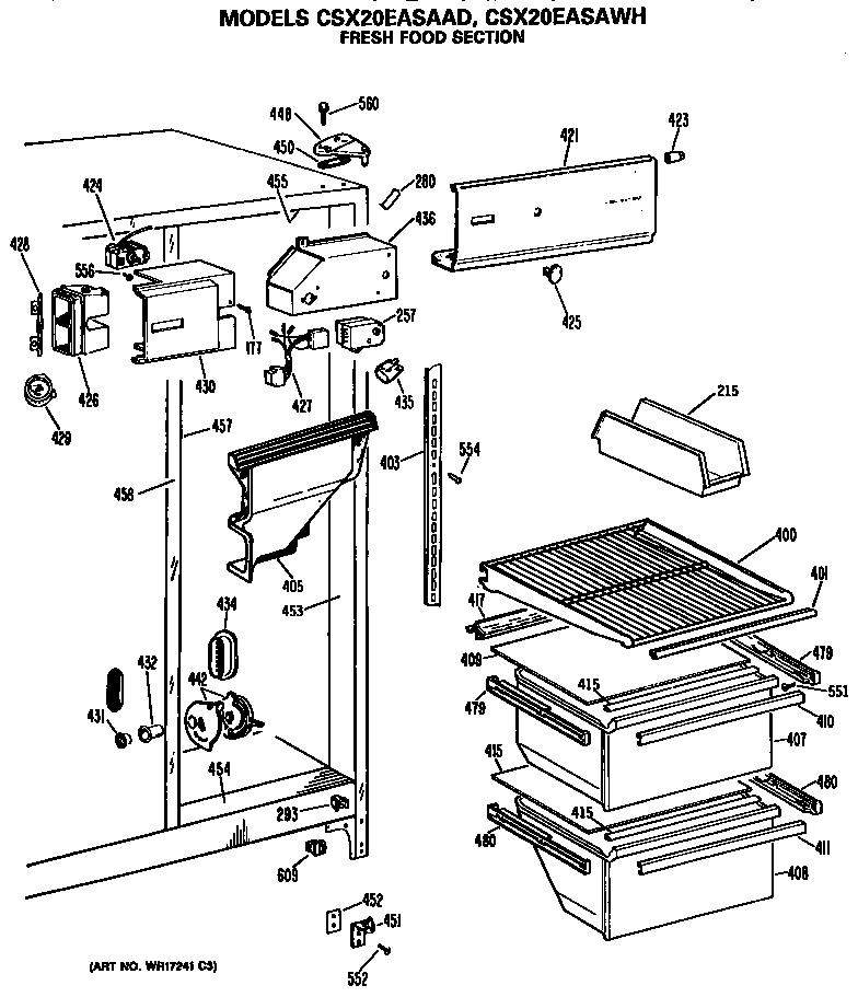 Hotpoint CSX20EASAAD fresh food section diagram