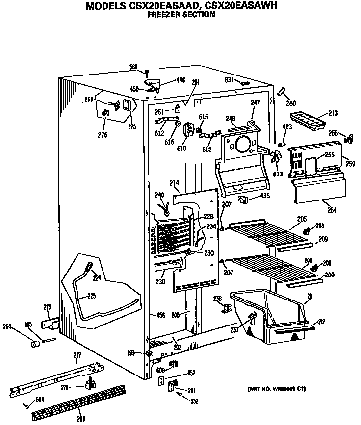 Hotpoint CSX20EASAAD freezer section diagram