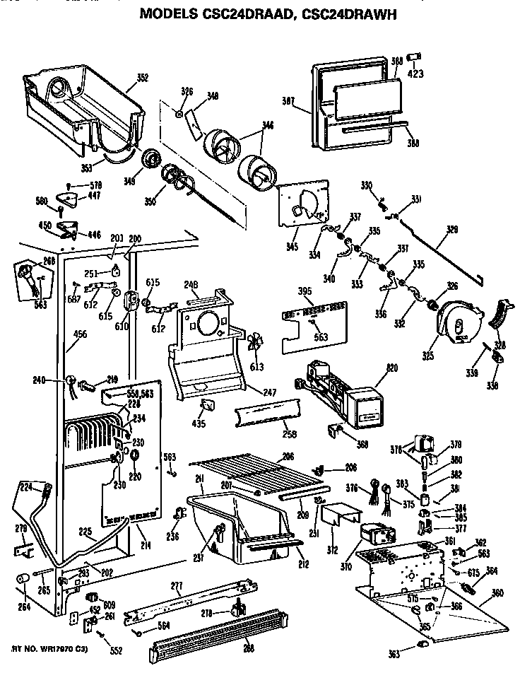 Hotpoint CSC24DRAWH freezer section diagram