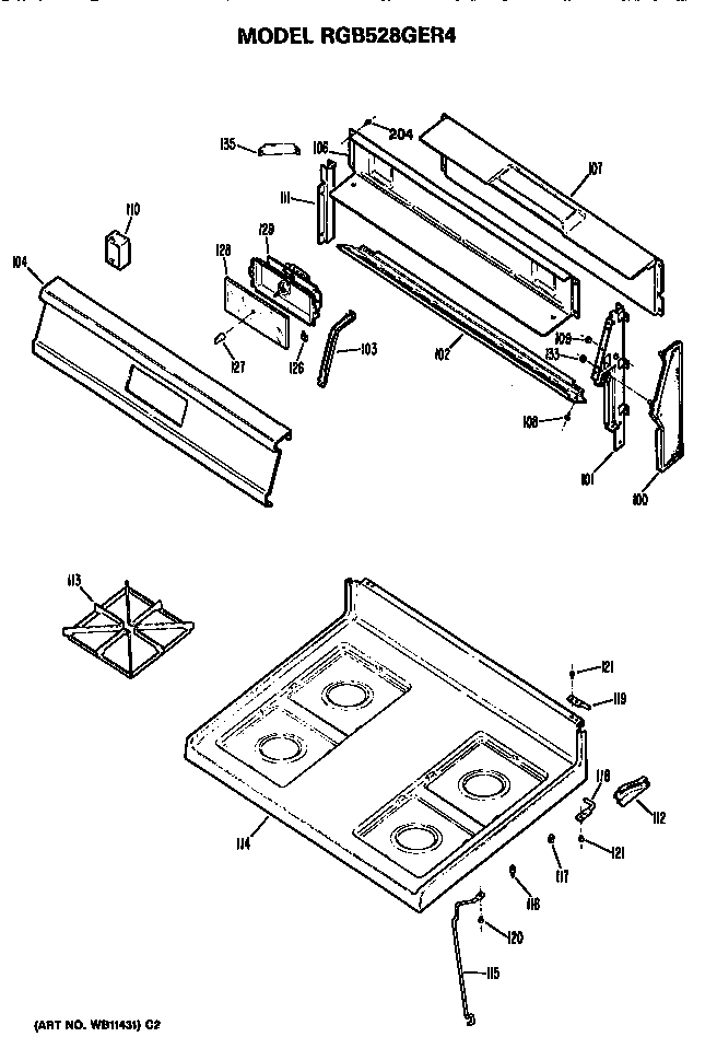 Hotpoint RGB528GER4 cooktop diagram
