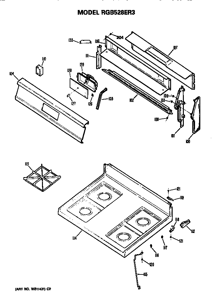 Hotpoint RGB528ER3 cooktop diagram