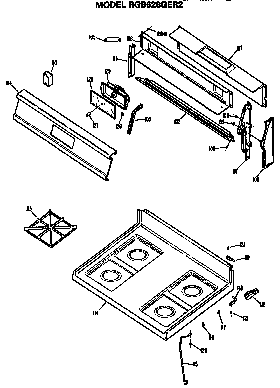 Hotpoint RGB628GER2 cooktop diagram