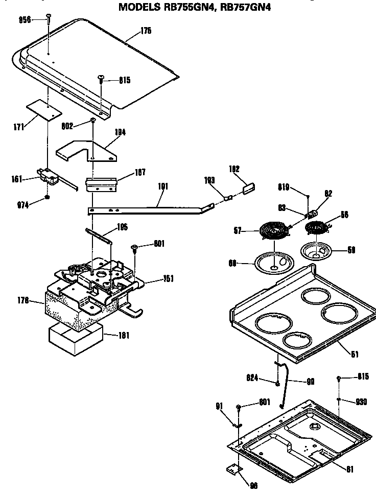Hotpoint RB755GN4AD cooktop diagram