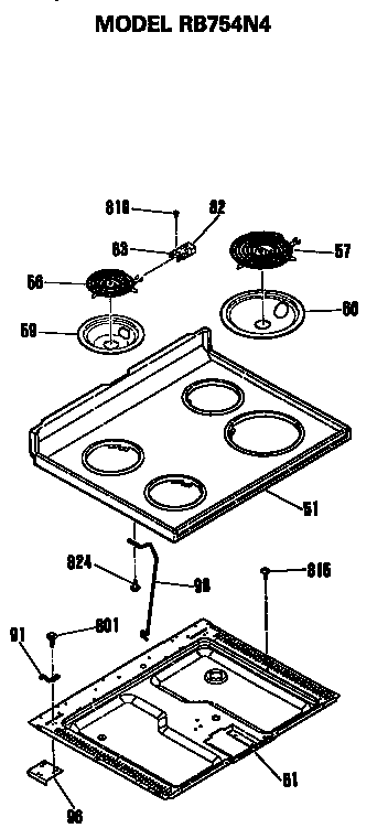Hotpoint RB754N4 cooktop diagram