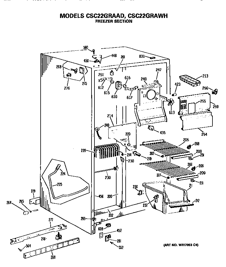 Hotpoint CSC22GRAWH freezer section diagram