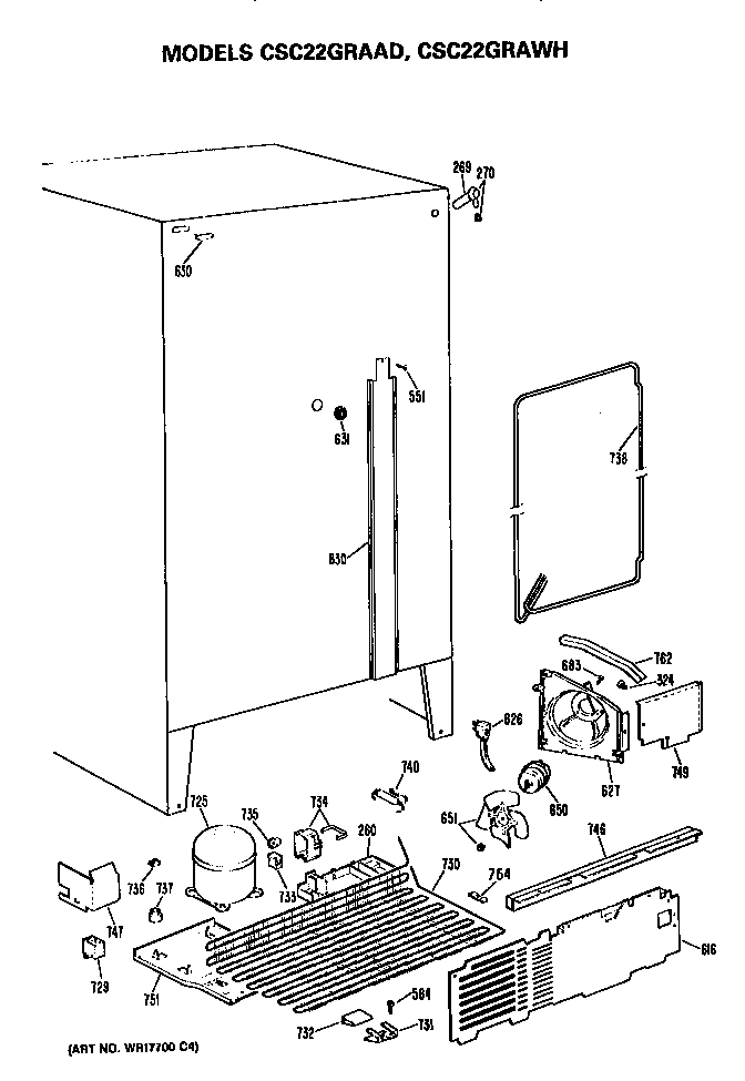 Hotpoint CSC22GRAWH unit parts diagram