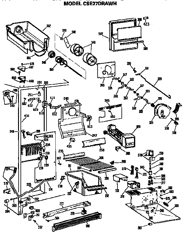 Hotpoint CSE27DRAWH freezer section diagram