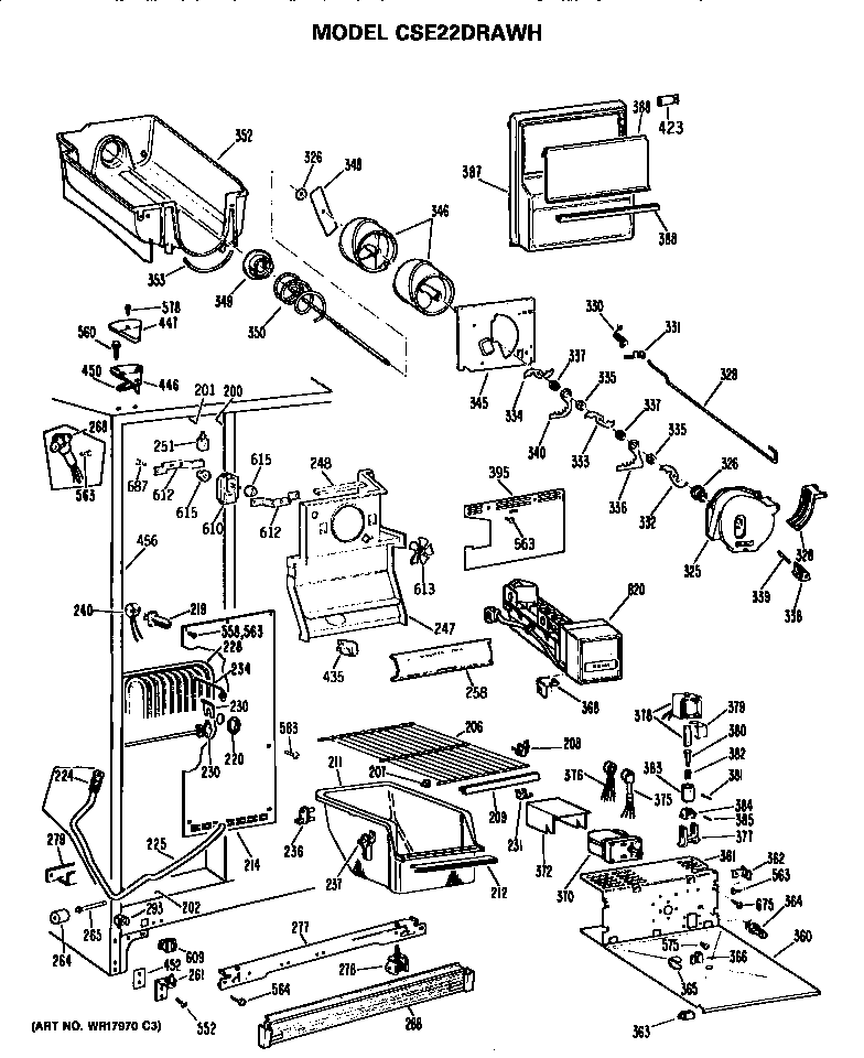 Hotpoint CSE22DRAWH freezer section diagram