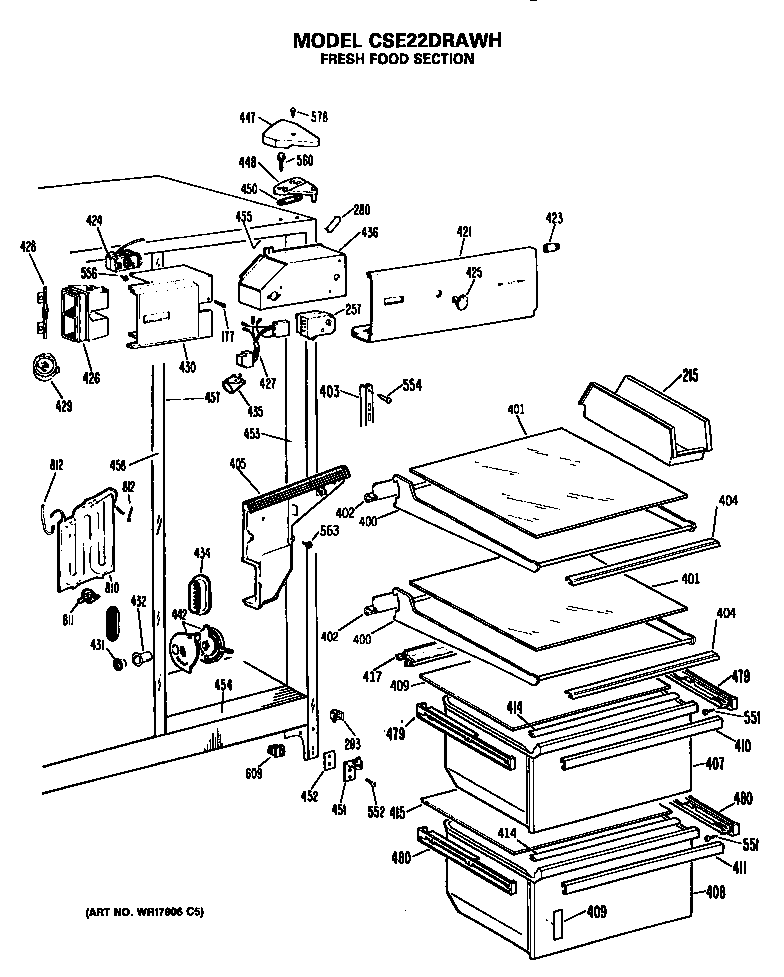 Hotpoint CSE22DRAWH fresh food section diagram