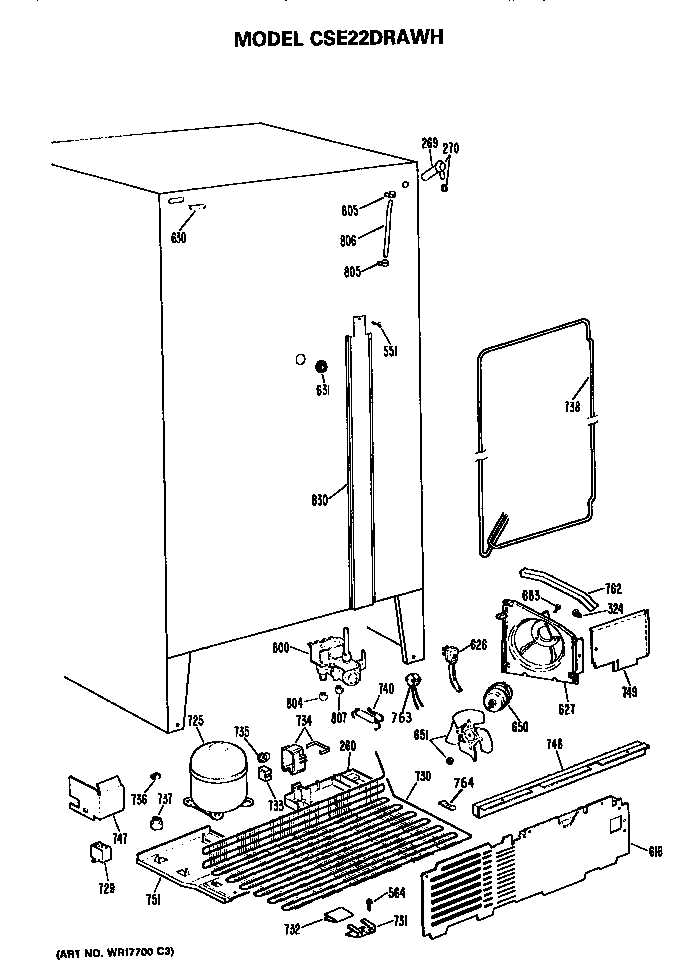 Hotpoint CSE22DRAWH unit parts diagram