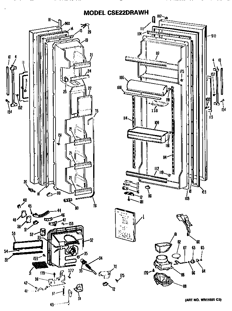 Hotpoint CSE22DRAWH doors diagram