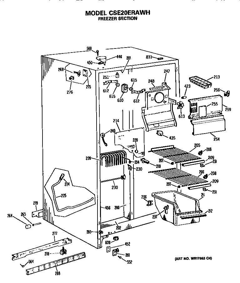 Hotpoint CSE20ERAWH freezer section diagram