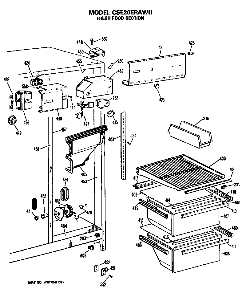 Hotpoint CSE20ERAWH fresh food section diagram
