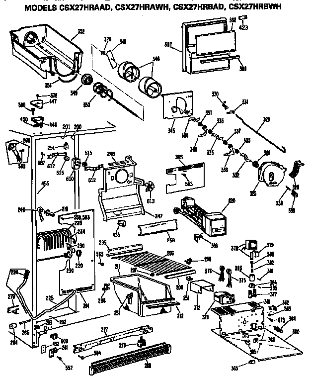 Hotpoint CSX27HRBWH freezer section diagram
