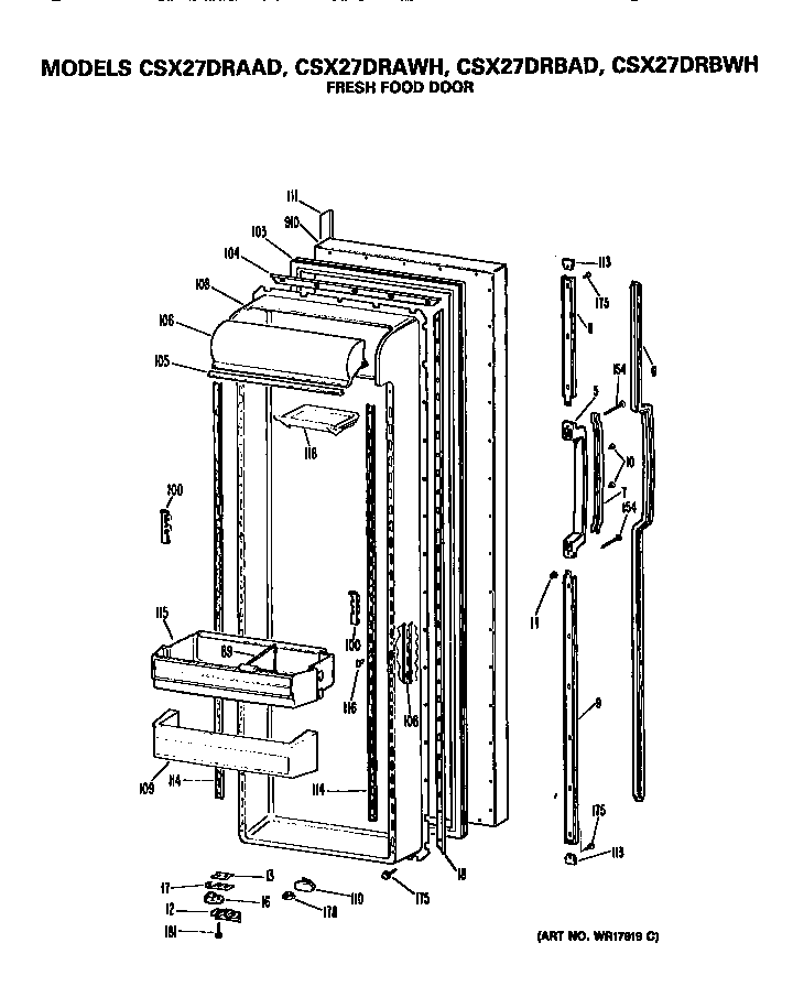 Hotpoint CSX27DRBAD fresh food door diagram