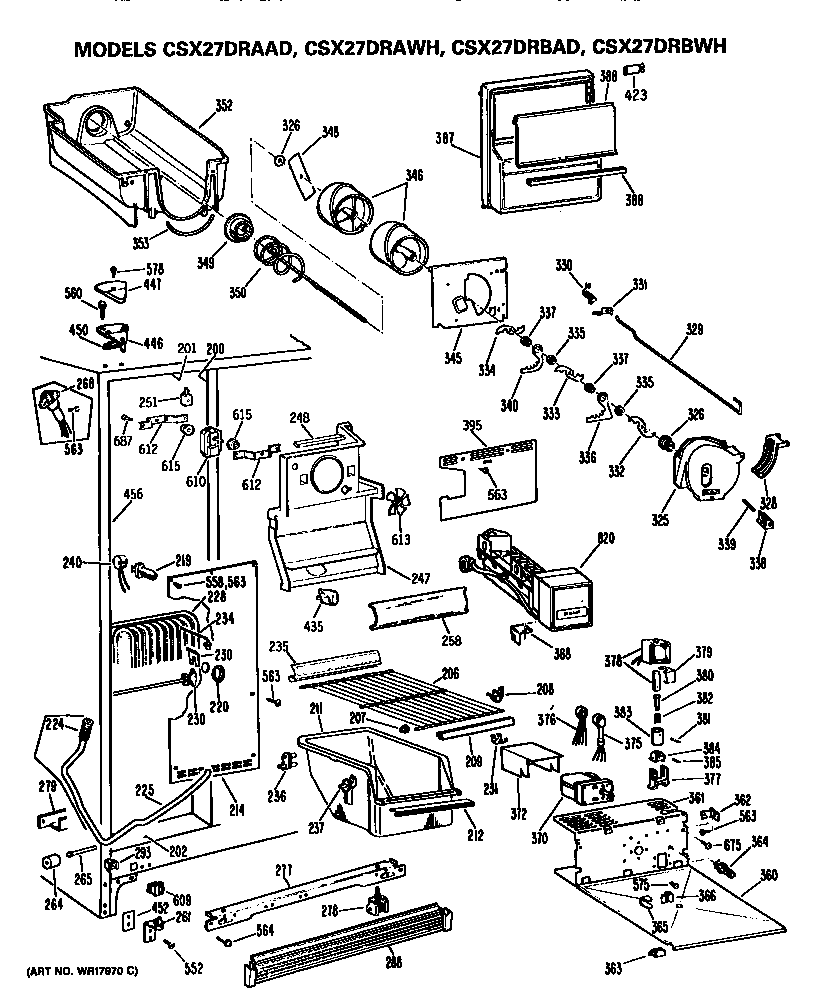 Hotpoint CSX27DRBAD freezer section diagram