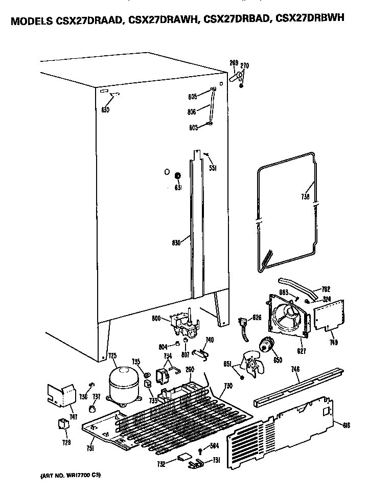 Hotpoint CSX27DRBAD unit parts diagram