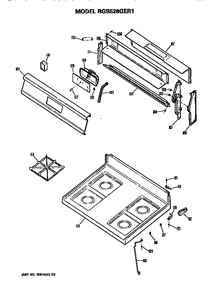 Hotpoint RGB528GER1 cooktop diagram
