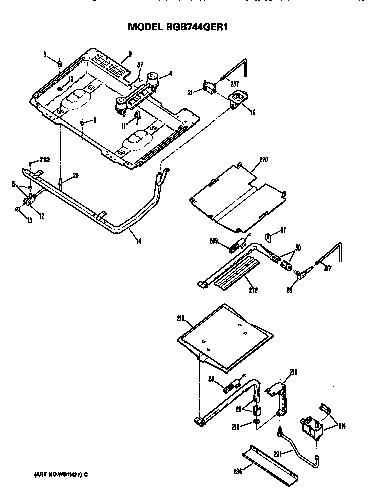 Hotpoint RGB744GER1 burner section diagram