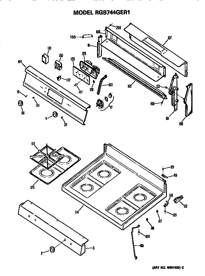 Hotpoint RGB744GER1 cooktop diagram