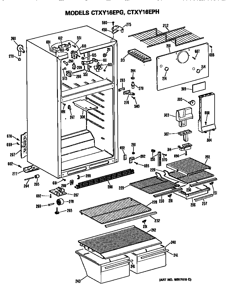 Hotpoint CTXY16EPHRHA cabinet parts diagram