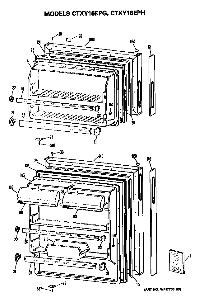 Hotpoint CTXY16EPHRHA doors diagram